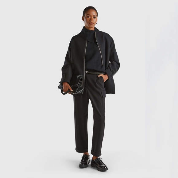 ZARA • Black Manteca Wool Bomber Jacket Coat Made In Italy - Picture 5 of 11